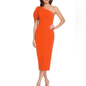 New Dress the Population Tiffany One-Shoulder Midi Dress in Poppy Formal Size XL